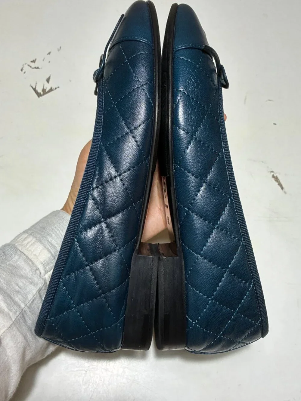 Chanel Blue Jeans Navy Cushioned Leather Ballet Flats 36